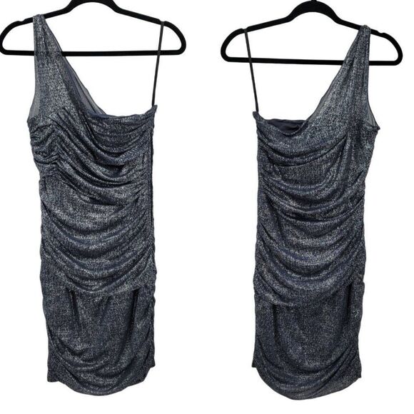 Vintage Y2K Fredrick's of Hollywood Dress One Shoulder Ruched Bodycon Sparkle M - Picture 1 of 14